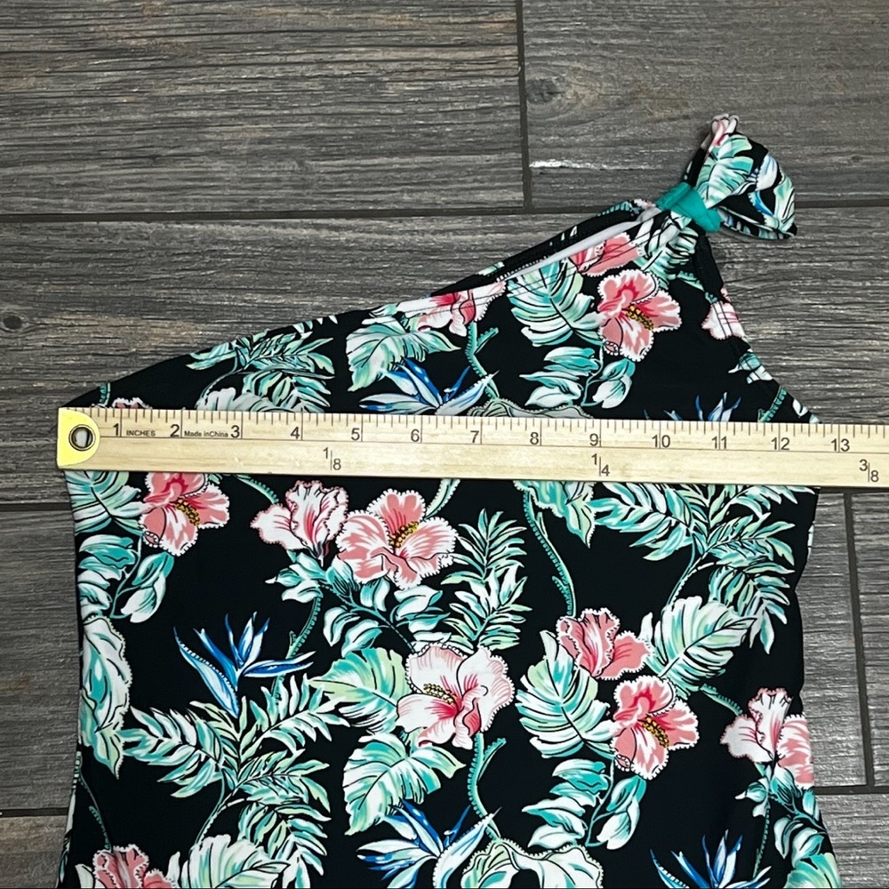 Tommy Bahama One-Piece Swimsuit Girls Size 12 One Shoulder Black Hibiscus Blooms - Picture 10 of 12